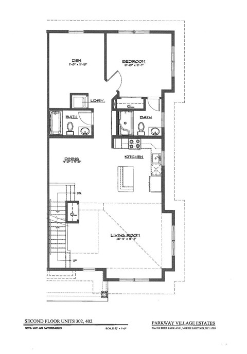 Floor plan for 2 beds, 2 baths